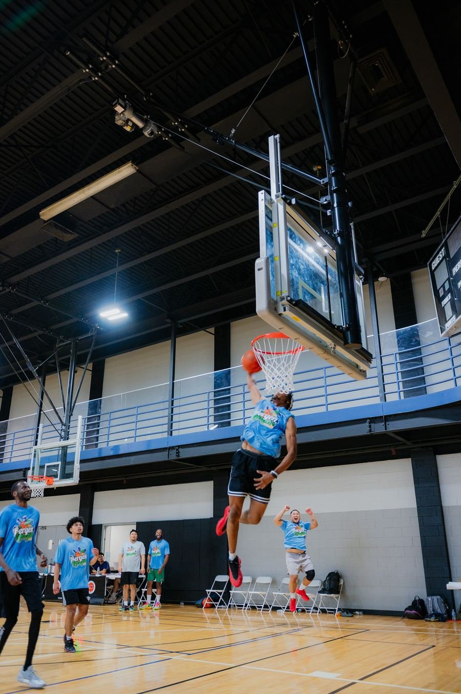 Player finishing at the rim