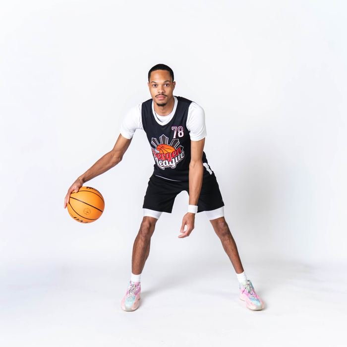 Media-day portrait, number 78 mid-dribble