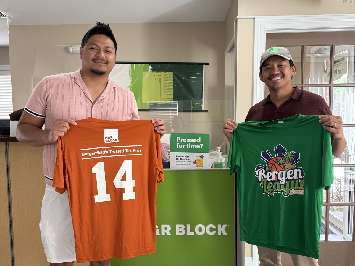 H&R Block and The Bergen League jersey presentation